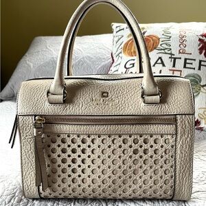 Kate Spade Leather Perri Lane Bubble Delaney Satchel in Bone Color-Like New